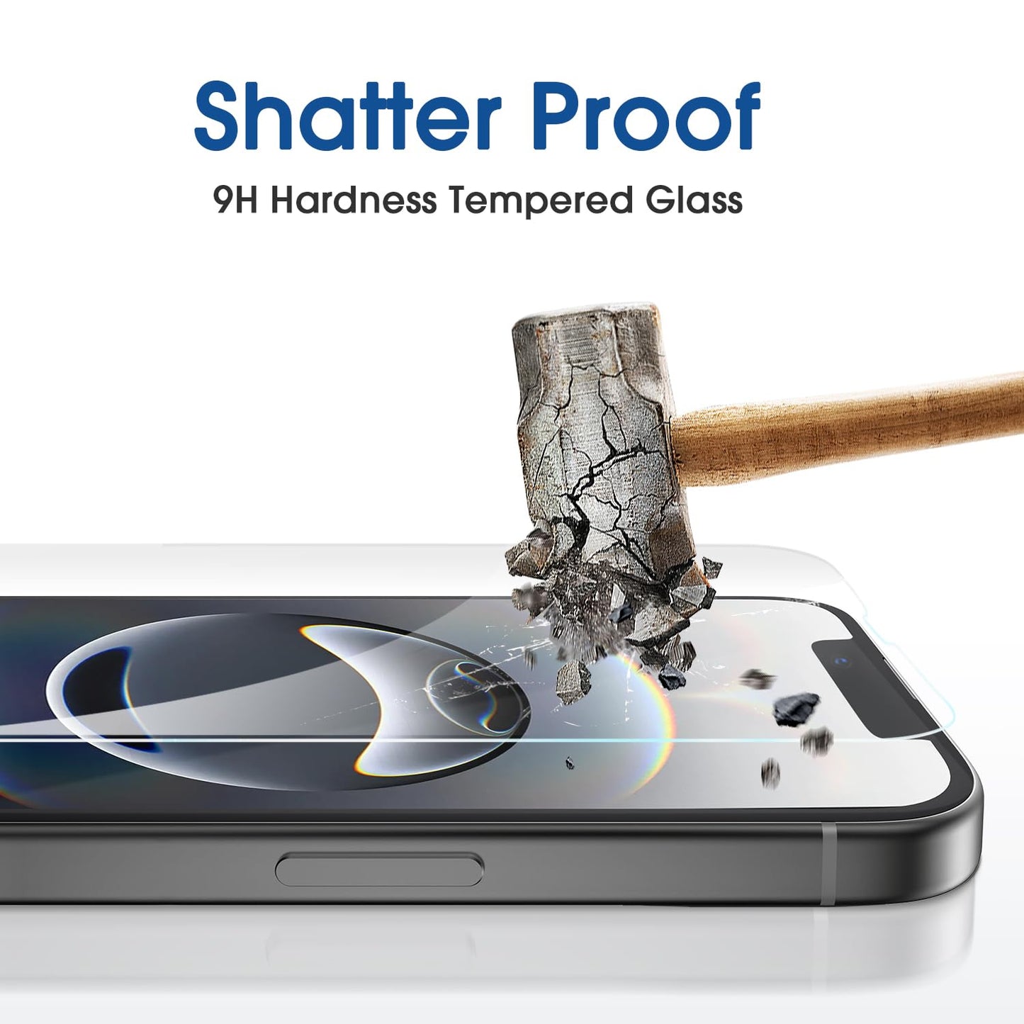 amFilm Auto-Alignment OneTouch for iPhone 16 [6.1''] Screen Protector + Camera Lens Protector, Tempered Glass, 30 seconds Installation, Bubble Free, Case Friendly, Anti-Scratch [2+2 Pack]