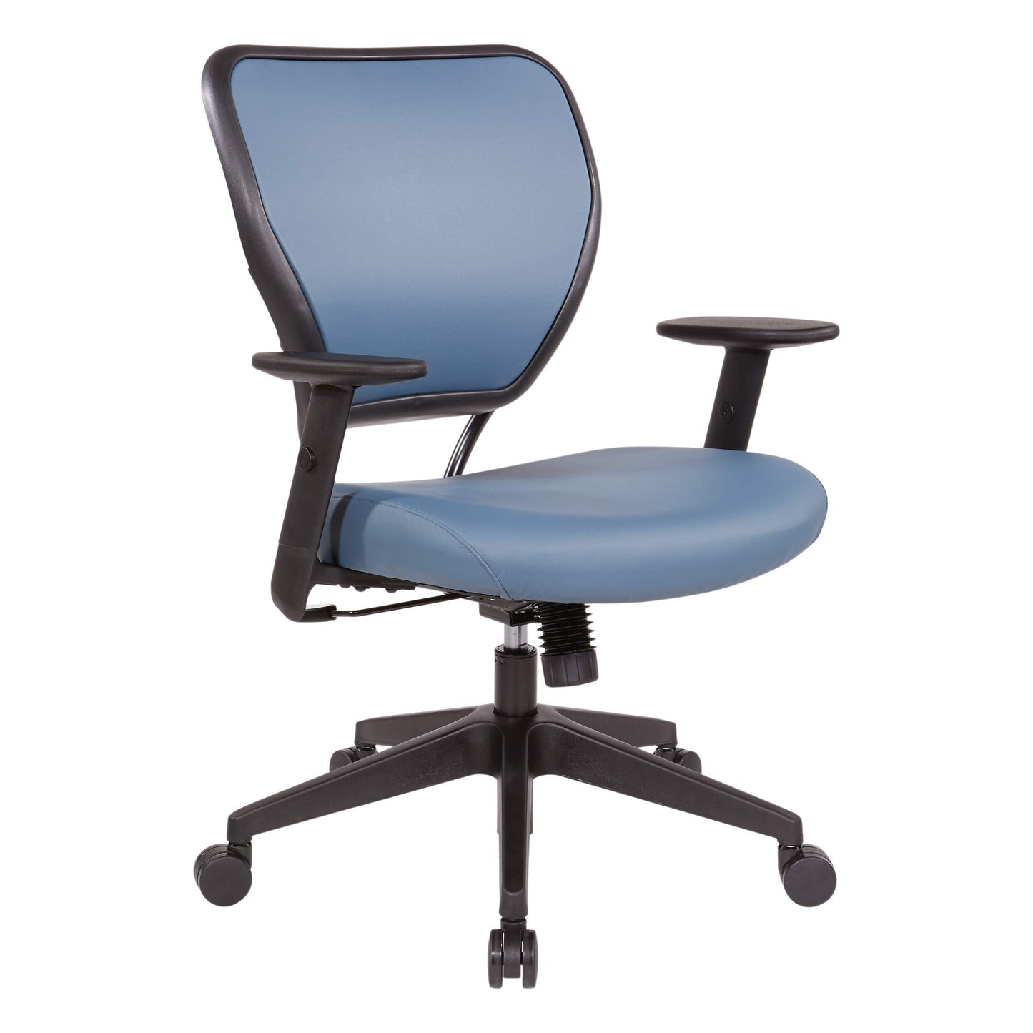 Space Seating 55 Series Air Grid Back Adjustable Manager's Task Chair with Built-in Lumbar Support and Angled Arms, Antimicrobial Dillon Blue Faux Leather