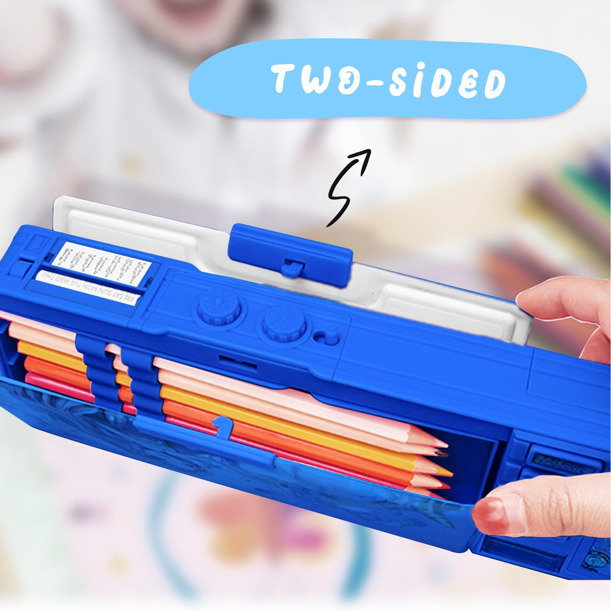 LilyBeauty Pop Up Multifunction Pencil Case for Girls and Boys, Cute Cartoon Pen Box Organizer Stationery, Sharpener, Schedule, Whiteboard, School Supplies, Best Gifts for Kids (Blue Space)