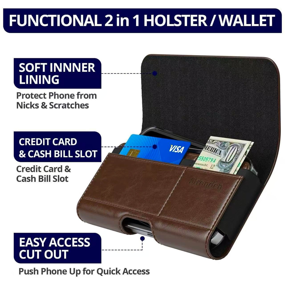 Magnetic Closure Holster for Motorola Edge, Motorola Moto G Power/G Play/Moto G/G36 G06 G57 Pure G05 G15 G100 (2026 2025 2024) - Leather Belt Case Premium Pouch (Fits Slim/Regular Case) (Coffee Brown)
