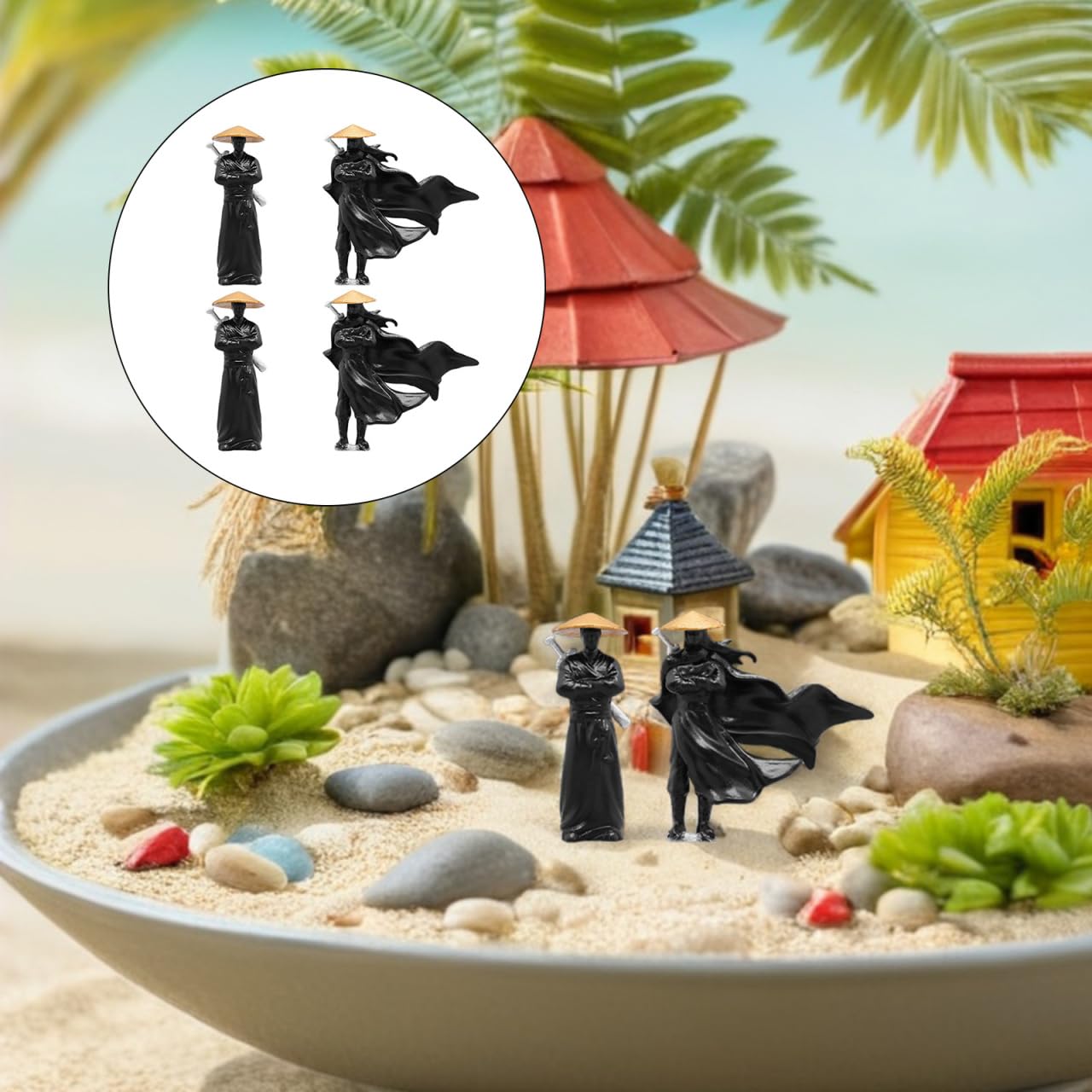 HOLIDYOYO Xiake Small Ornaments Miniature Decorations Resin Ancient Chinese Figurines Micro Landscape Bonsai Decor 1.97 Inch Garden Sculptures