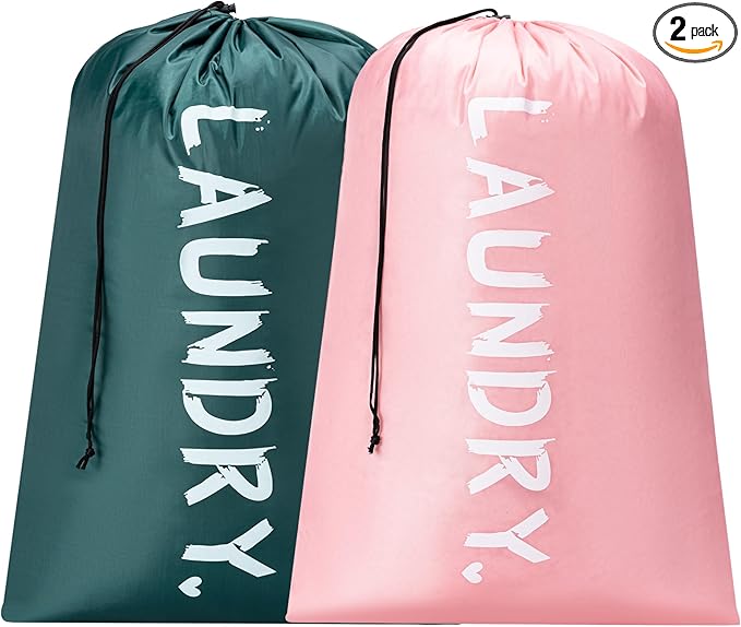 2 Pack XL Travel Laundry Bag, Machine Washable Dirty Clothes Organizer