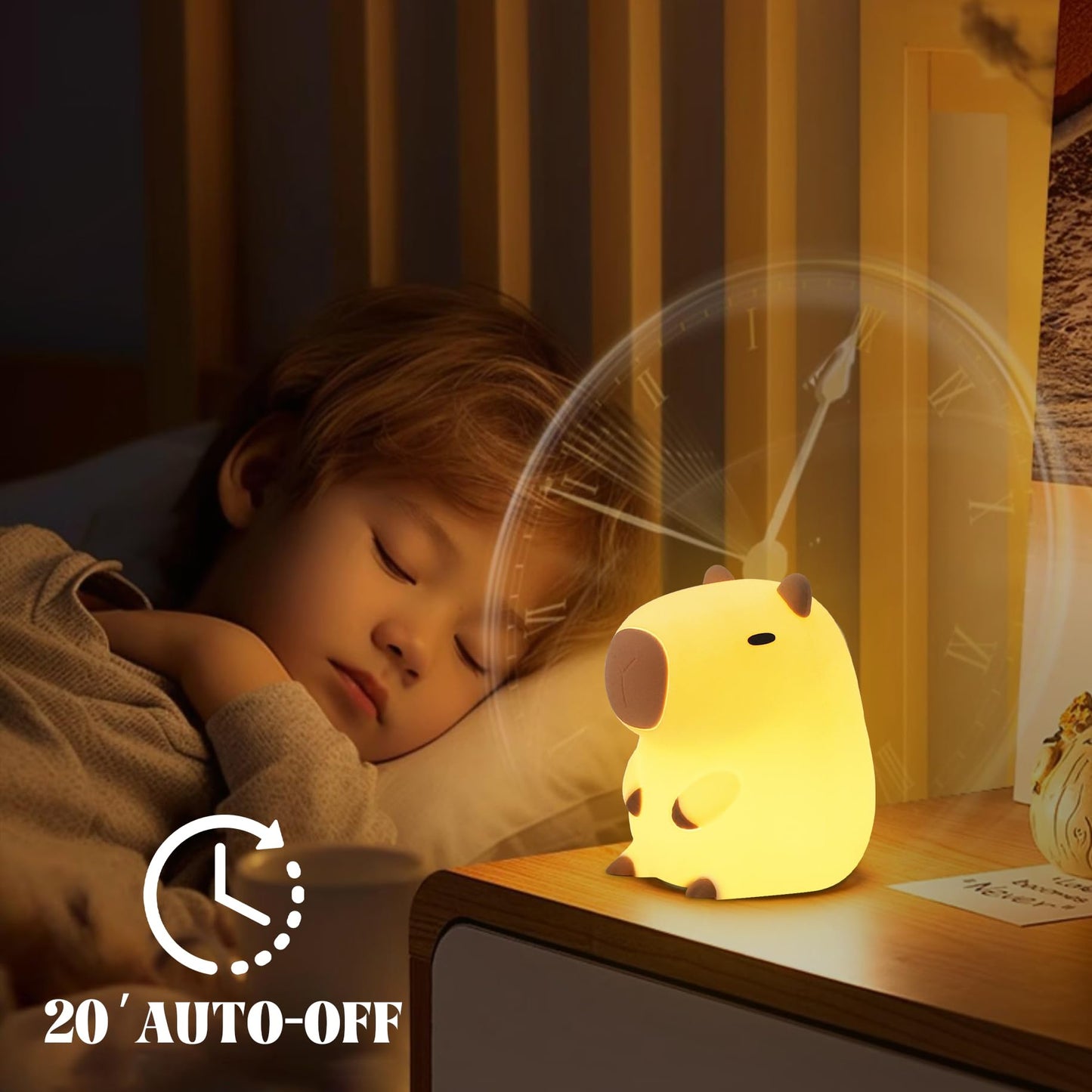YuanDian Capybara Night Light - Adorable Gift for Women, Teen Girls, and Babies. Decorate Kids' Bedroom with Cute Silicone Capybara Nightlights - for Children and Toddlers