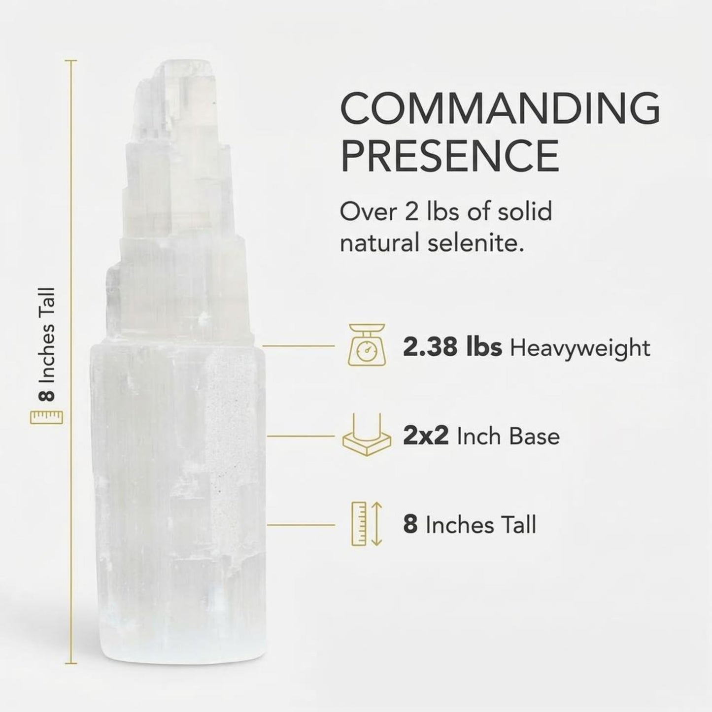 The Chrysalis Stone | Selenite Skyscraper | 8'' Tall | 1 pc | Crystals and Healing Stones, Spiritual Gifts for Women, Reiki, Chakra, Yoga, Meditation Accessories