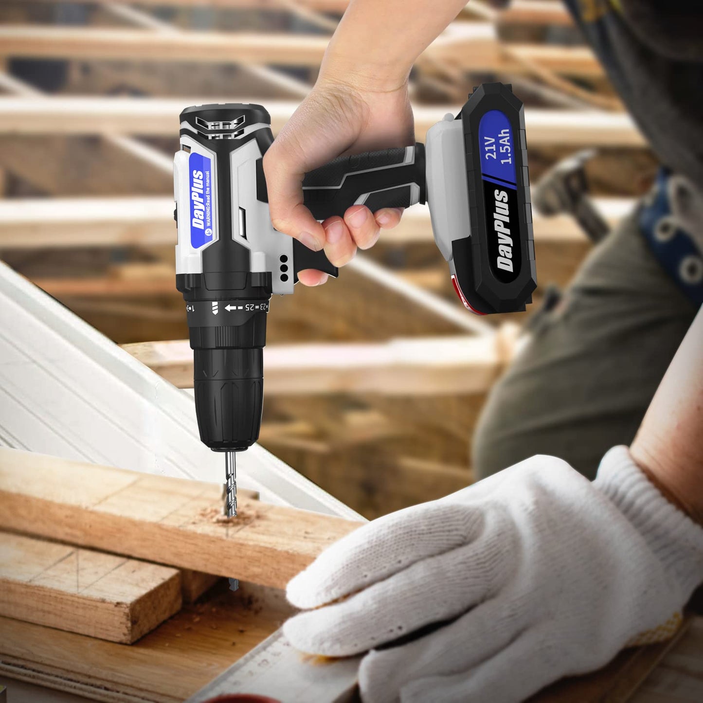 Cordless Power Drill Set Electric Screwdriver Drill Set with 2-Variable Speed, 25+1 Torque with Led Light,21V Li-ion Battery&Fast Charger,3/8" Keyless Chuck Driver Tool with 26PCS Drill Bits,1 Kitbox