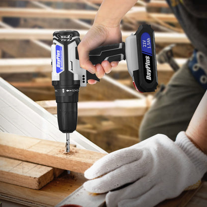 Cordless Power Drill Set Electric Screwdriver Drill Set with 2-Variable Speed, 25+1 Torque with Led Light,21V Li-ion Battery&Fast Charger,3/8" Keyless Chuck Driver Tool with 26PCS Drill Bits,1 Kitbox