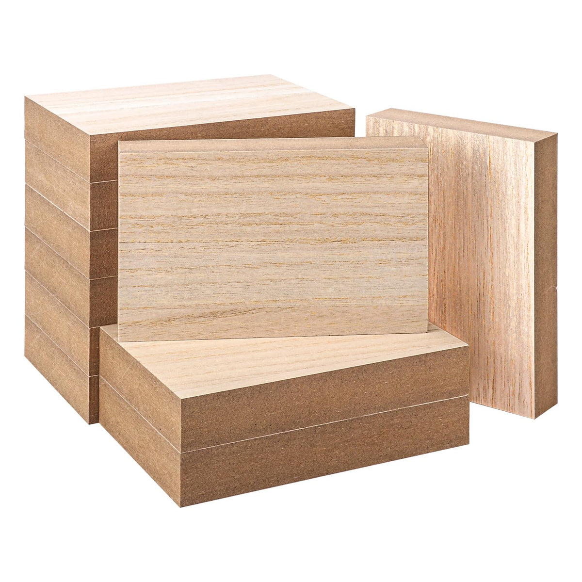 Geytetqi 10 Pack Unfinished MDF Wood Rectangle Blocks, 3.9 x 5.9 Inch Wooden Blocks for Crafts, DIY Projects, and Custom Decor