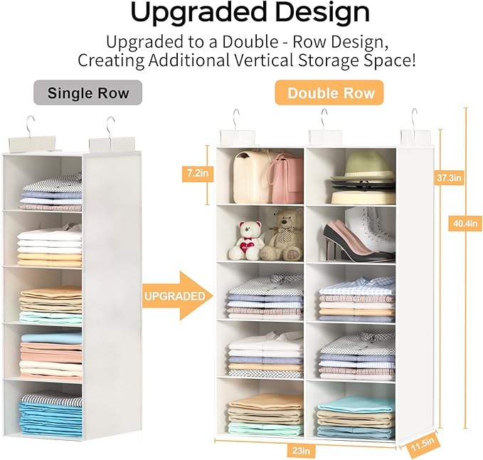 White 5-Tier Hanging Closet Storage Organizer