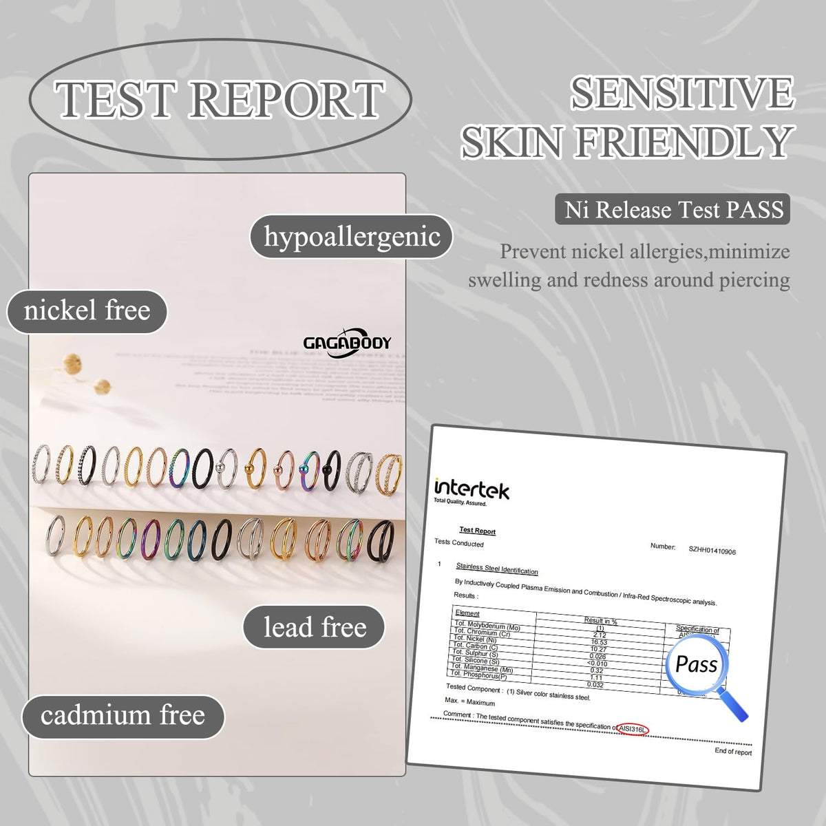 16g Nose Ring Hoop Earrings Blue Nose Hoops 16 Gauge Lip Rings Septum Hoop Seamless Septum Clicker 8mm Septum Ring Cartilage Earring Helix Earring Rook Earrings Nose Rings Surgical Steel