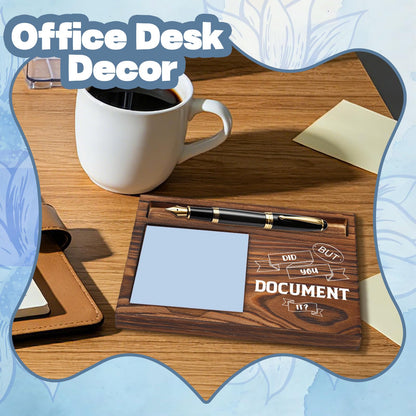 FOUGSTA Funny Office Gifts for Accountant, Gag Office Gifts for Accountant, Gag Desk Decor Gift for Coworker,Wooden Notepad Pen Holder With Funny Quotes,16.5 x 12 x 1.5 cm,XXN12