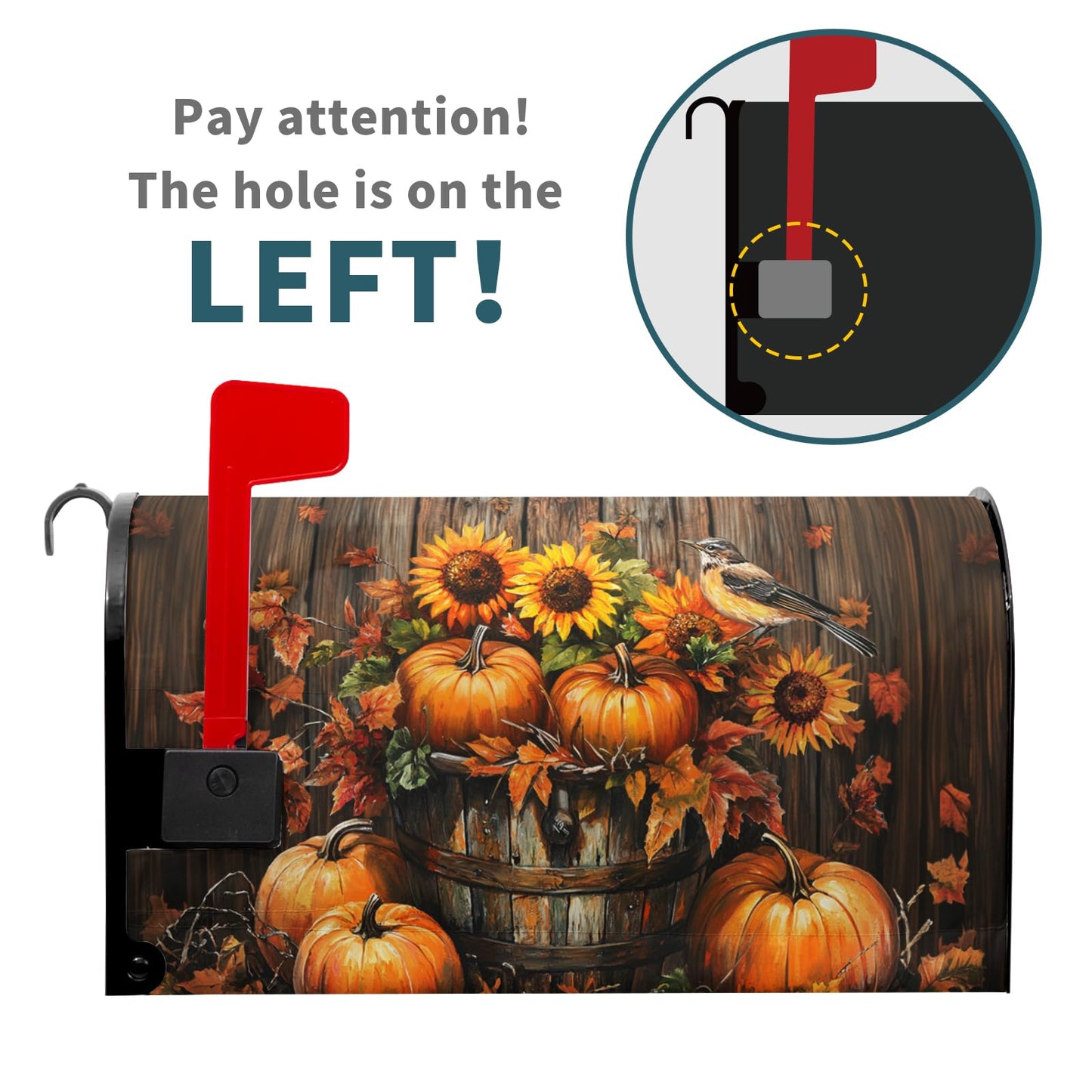 Fall Mailbox Covers Magnetic Standard Size 21x18 Inch Autumn Pumpkins Mailbox Wraps Thanksgiving Harvest Post Letter Box Cover Sunflowers Mailbox Post Protector for Home Garden Yard Outdoor Outside