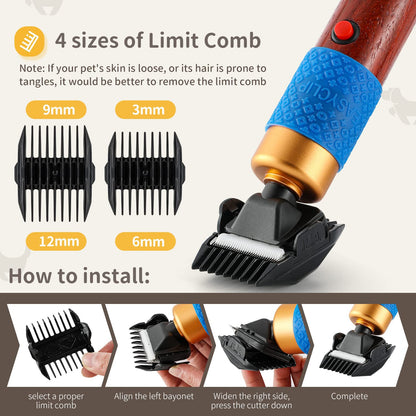 CGOLDENWALL Dog Hair Clipper for Grooming 200W Pet Clipper Kit with Spare Blade, Low Noise&Vibration, Animal Grooming Trimmer for Cat Sheep Dog 110-240V
