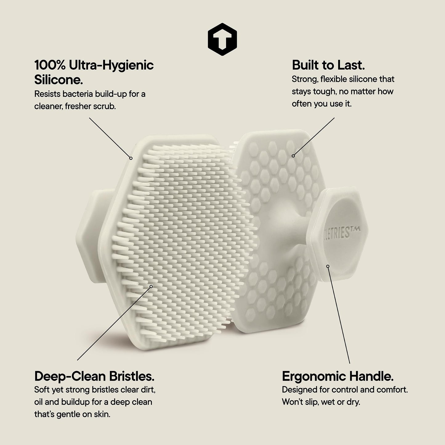 TOOLETRIES Men's Face Scrubber - Premium Silicone Facial Cleansing Brush, Gentle Exfoliator Pad & Soft-Touch Massager - Removes Dead & Dry Skin - Long Lasting Shower Accessories - Sand