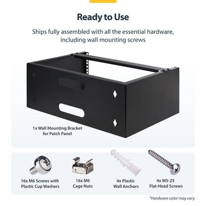 StarTech.com 4U Wall Mount Network Rack - 14 Inch Deep (Low Profile) - 19" Patch Panel Bracket for Shallow Server and IT Equipment, Network Switches - 44lbs/20kg Weight Capacity, Black (WALLMOUNT4)