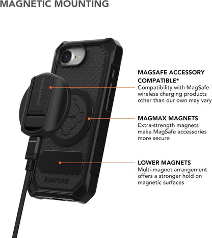 Rokform Rugged Case Compatible with iPhone 16 Pro Max, Magnetic Cover (Black)
