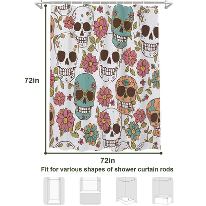 TheBlackSpot Gothic Floral Halloween Shower Curtain Sets Bath Curtains Horror Decor Sets Grommet with Hooks 72 x 72 inches