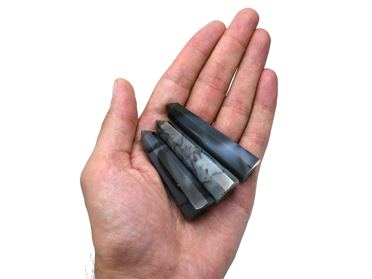 Amazing Gemstone Dendrite Agate Crystal Towers - Natural Healing Crystal Point Obelisk for Reiki Healing and Crystal Grid (2" to 3" INCH)