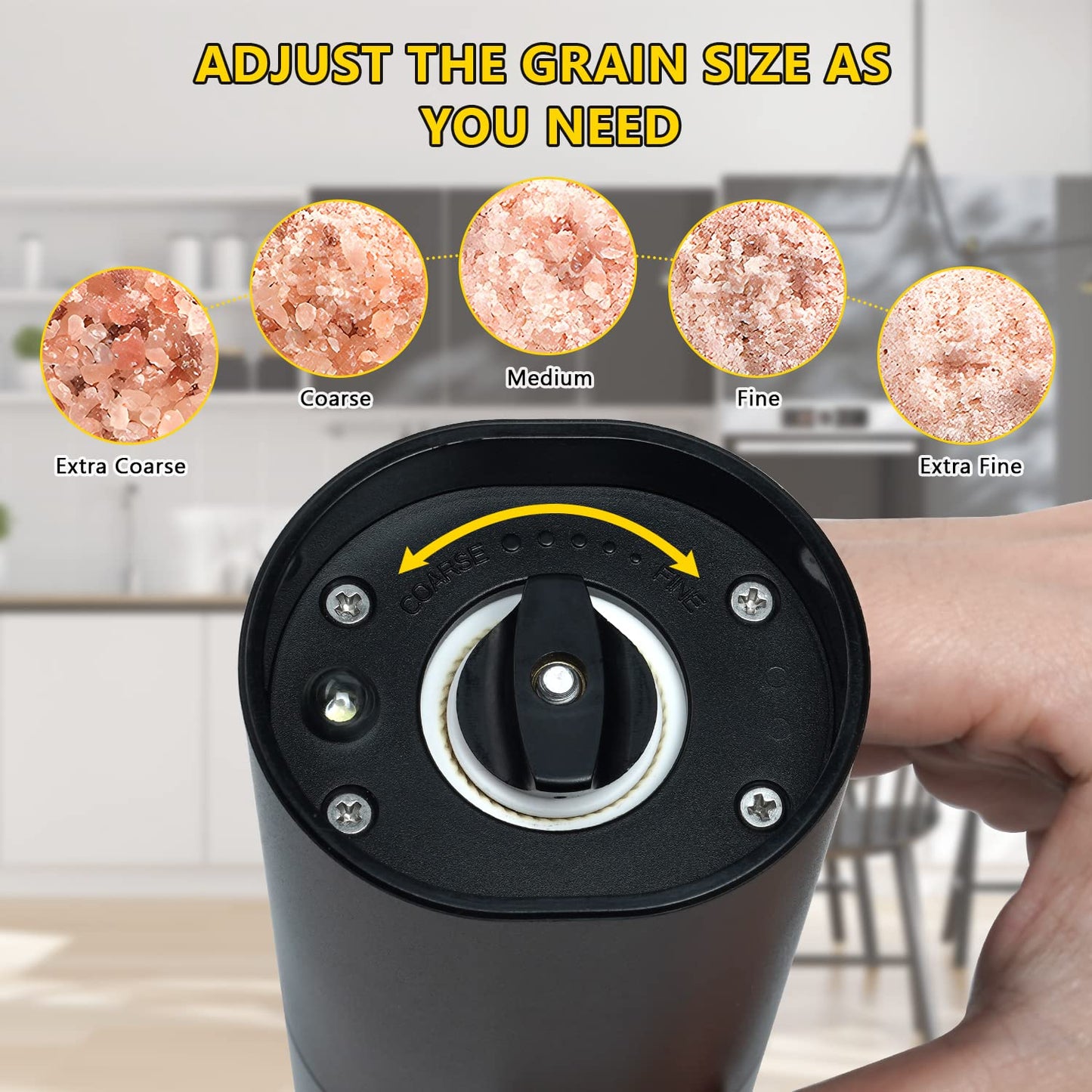 Dallfoll Electric Salt and Pepper Grinder, Rechargeable Salt and Pepper Mills with LED Light, Adjustable Grind Coarseness