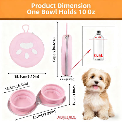 Zegcohjave Collapsible Dog Bowls,Travel Dog Bowl, Dog Water Bowl,Cat Bowl,Portable Pet Bowl, Suitable for Travel, Camping, and Hiking(Pink)