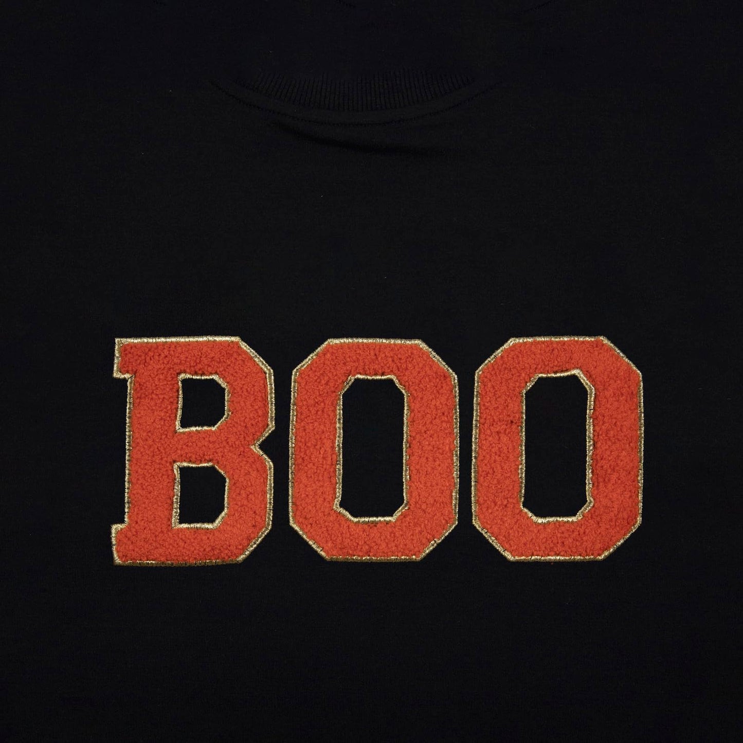 MYHALF Halloween Sweatshirt for Women Boo Embroidered Sweaters Cute Spooky Season Shirt Long Sleeve Fall Winter Pullover Tops Black