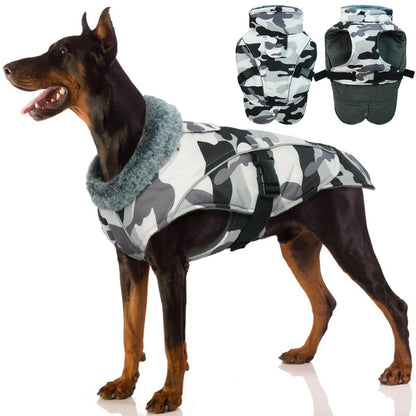 Waterproof Dog Jacket, Winter Warm Jacket Reflective Coat Windproof Warm Clothes Cozy Fleece Lining Dog Winter Apparel Outdoor Clothes(Camouflage, L)