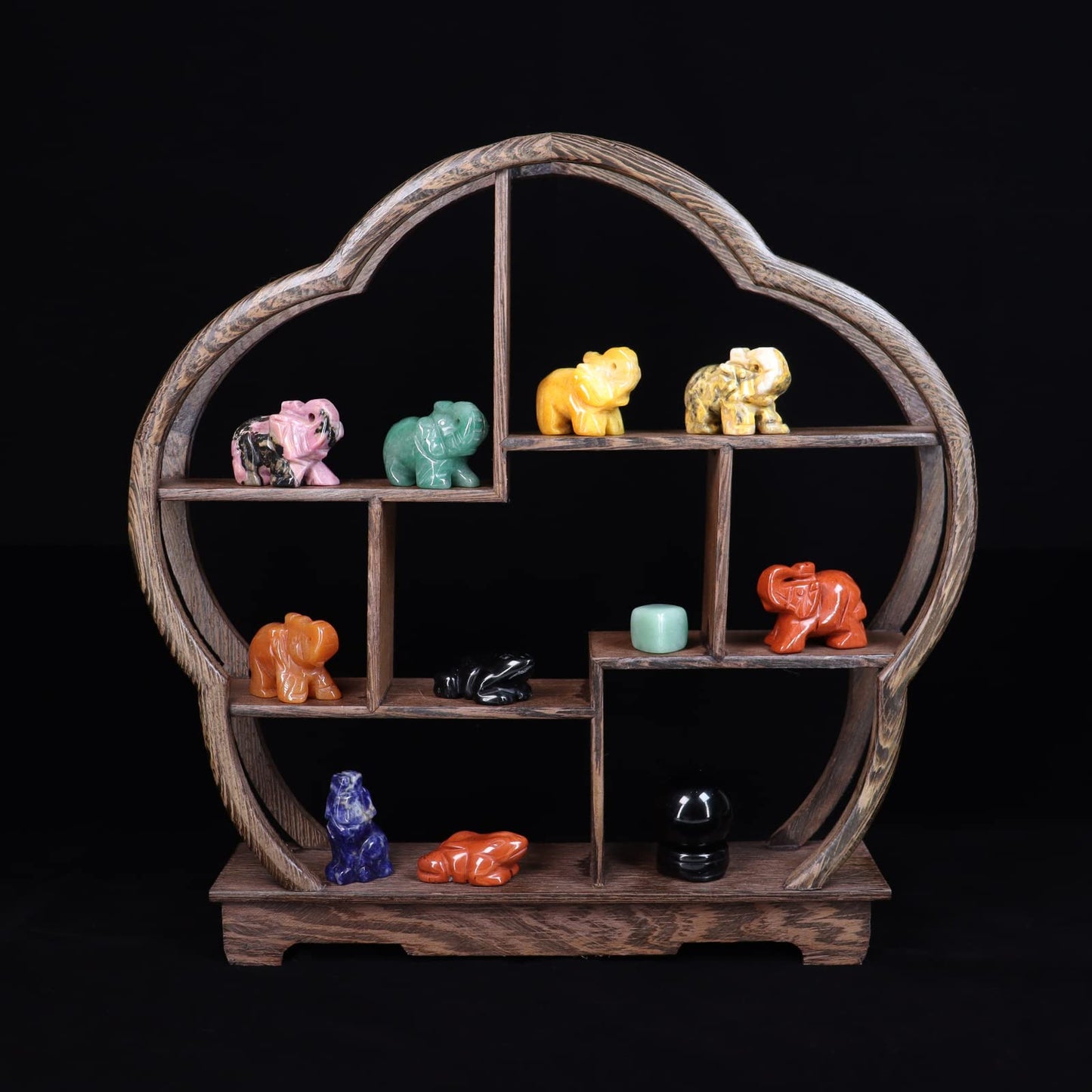 Wemeki Gemstone Elephant Figurines Mix 6PCS, Hand Carved Statue Healing Crystal Guardian Stones for Home Decorations 1.5''