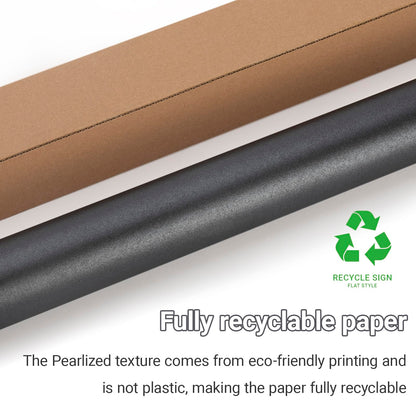 Rumvan Black Matte Wrapping Paper16.9 Inches X 39.3 Feet,Solid Color pearlescent Gift Wrapping Paper,Perfect for Valentine's Day,Birthday,Christmas,Graduation,Baby Shower,DIY Bouquet (Black colour)
