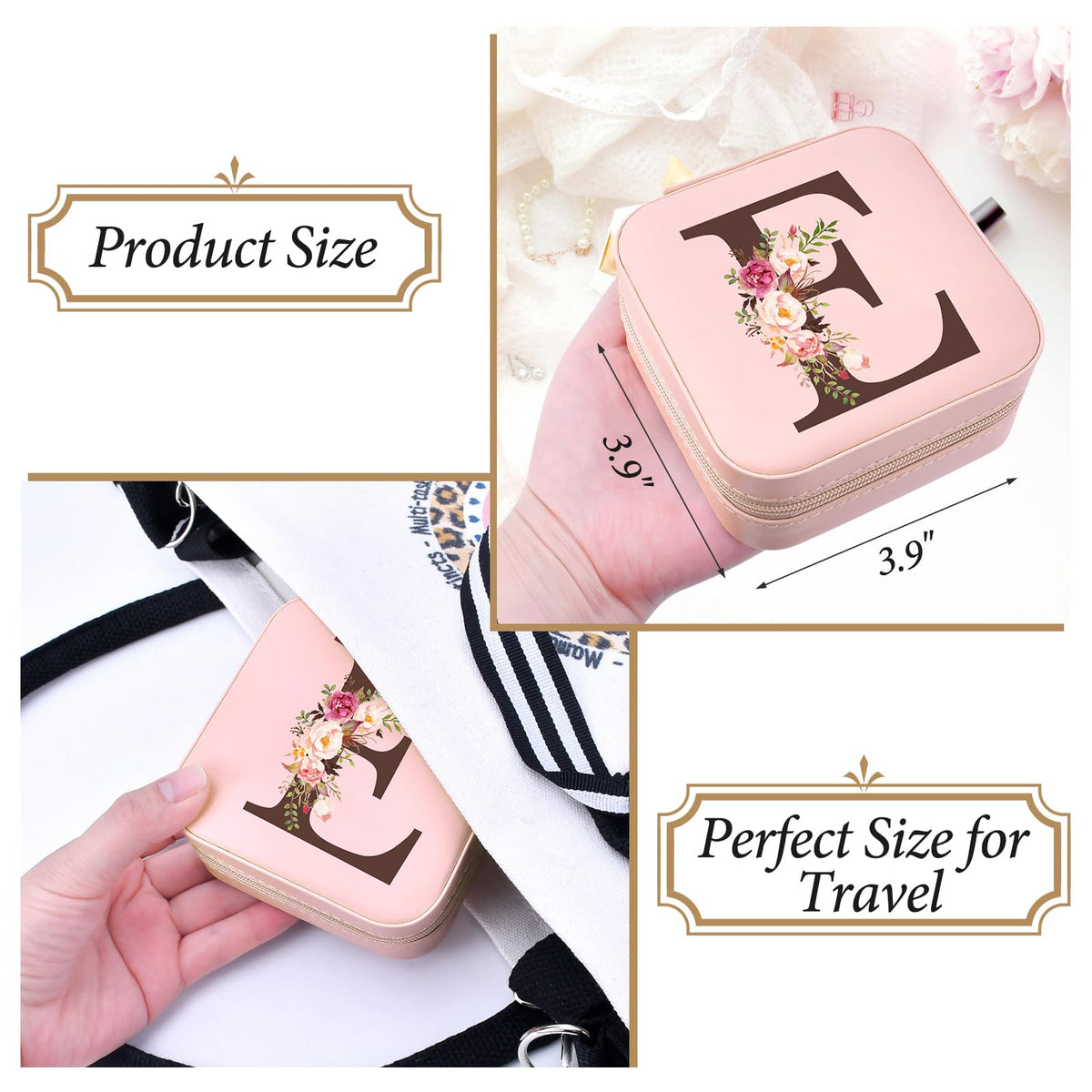 Inngeroo Mothers Day Mom Gifts from Daughter Son, Travel Jewelry Case Box Organizer Personalized Gifts for Mom Wife Women, Gift for Friend Sister Grandma Aunt, pink