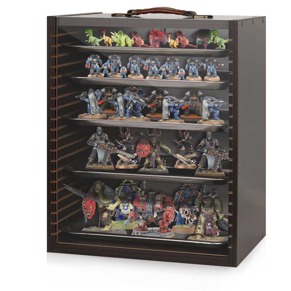 Cathyeen Miniature Display Case Display Cases for Collectibles Miniatures Storage Case Display Shelves Shelf for Collectibles for Mini Action Figures Valuable Collectibles or Crystal Stone (Black)
