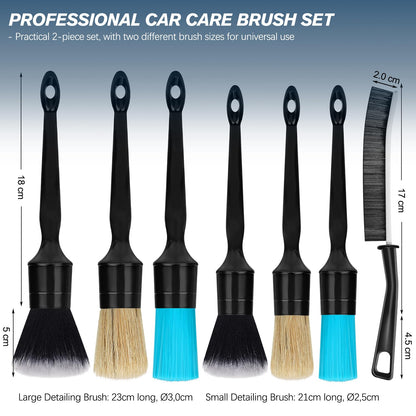 Menchingan Car Detailing Brushes Set, 8-Piece Auto Detail Cleaning Brush Tool Kit in Ultra-Soft/Middle/Hard, Crevice Brush for Car Interior & Exterior, Leather, Air Vents, Emblems, Wheels Wash & Care