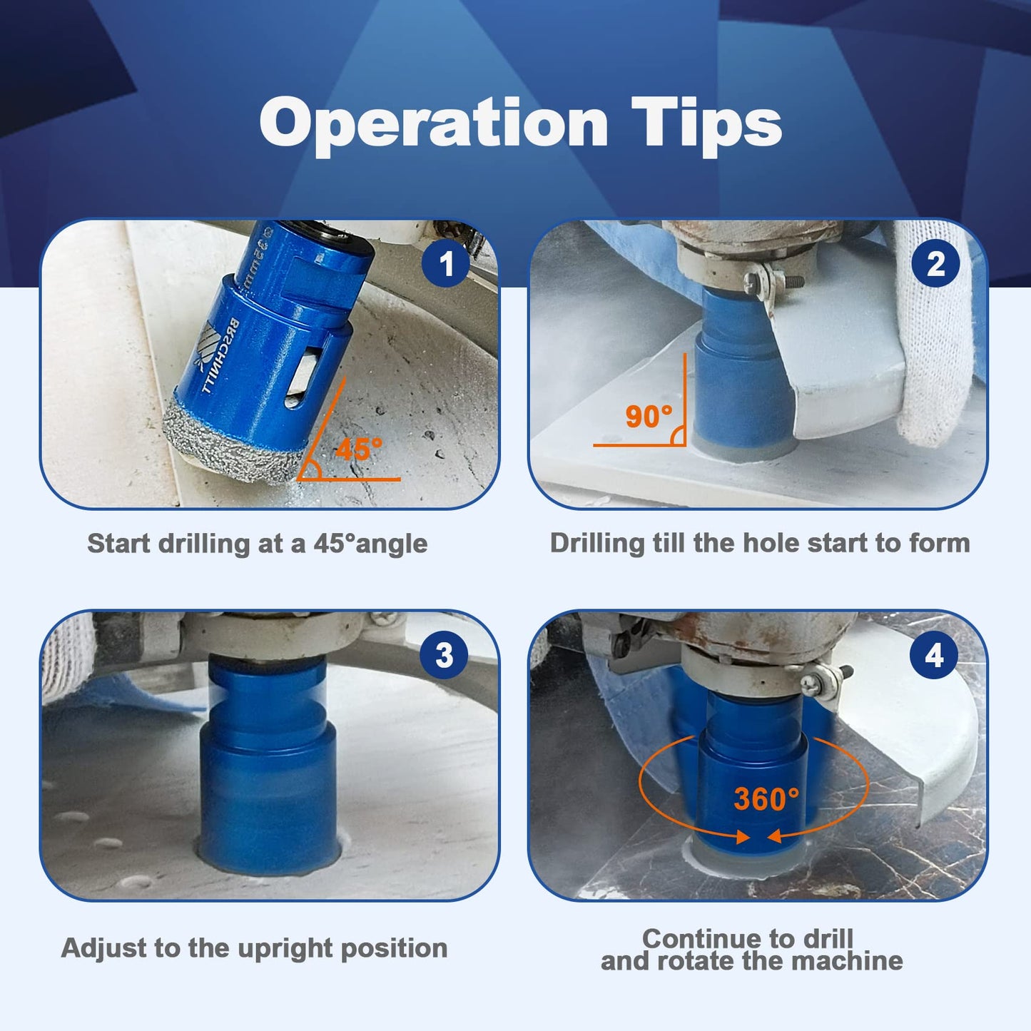 2-1/2 Inch Diamond Core Drill Bit for Porcelain Tile Ceramic Marble Granite Diamond Core Drill Bit Set 7pcs Tile Hole Saw Kit
