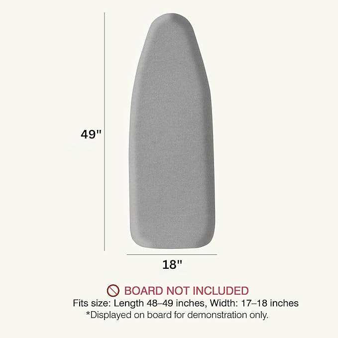 Ironing Board Cover and Pad 18"x49" Extra Thick Natural Cotton, Scorch and