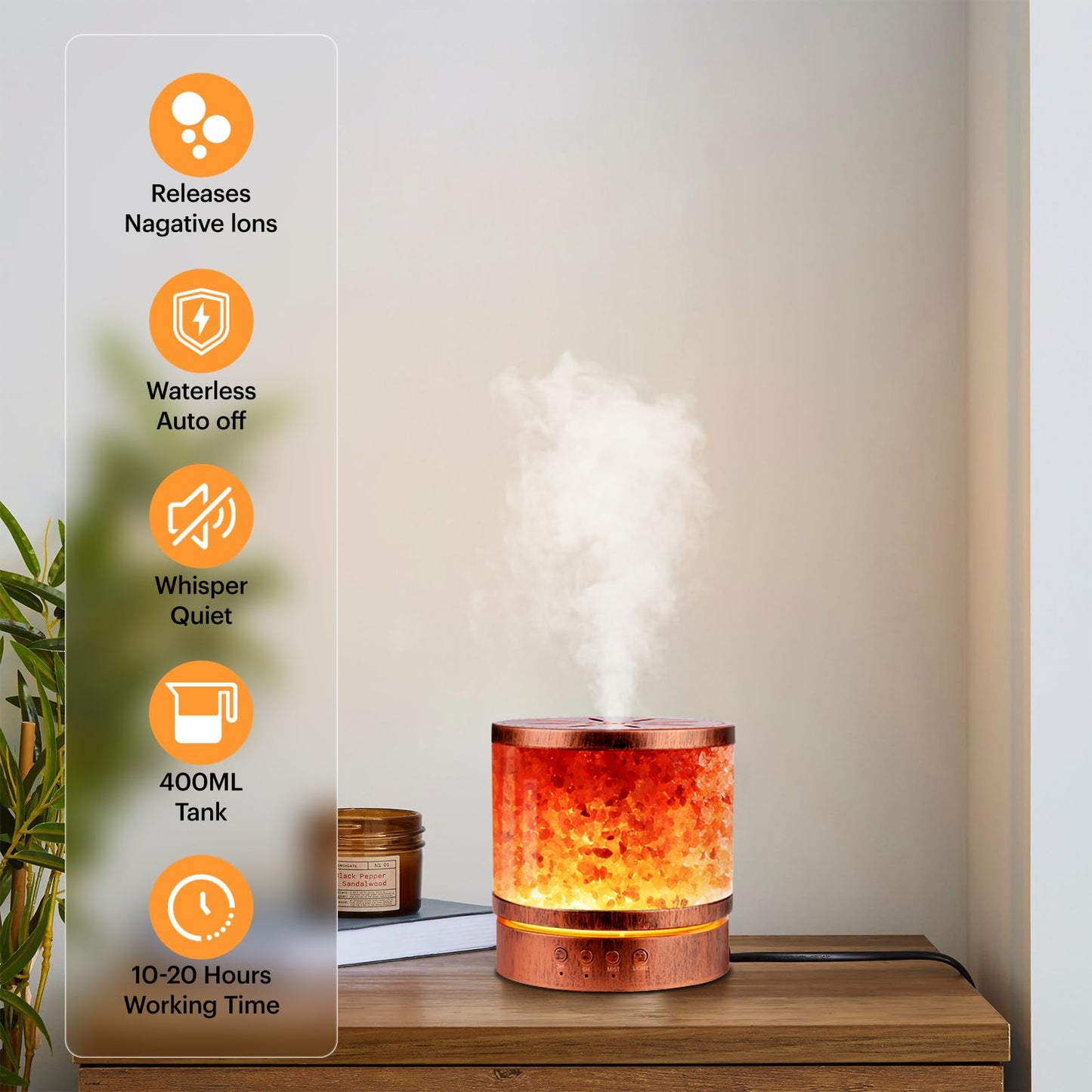 BWJBSW Essential Oil Diffuser Himalayan Salt Lamp Combo 400ml Ultrasonic Cool Mist with 7 Color Changing LED Perfect for Large Rooms Aromatherapy Diffuser Ideal Gift for Moms, Women, and Birthdays