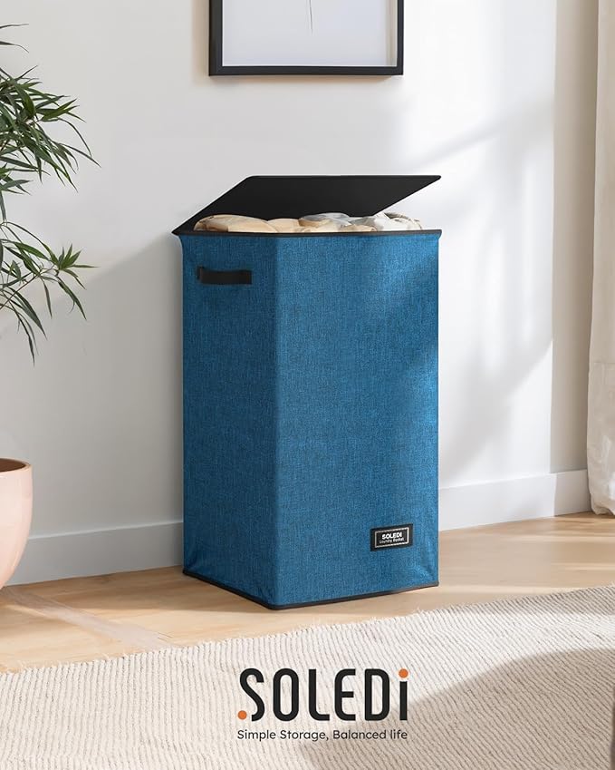 SOLEDI Laundry Hamper with Lid 90L Large & Tall Collapsible Laundry Basket