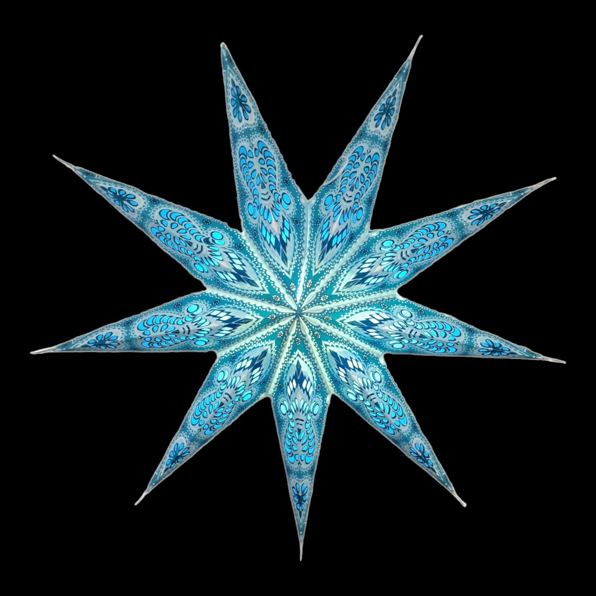 YEPSIO Lantern Lampshade 9 Pointed Paper Star Light Shades Large 60cm Star Hanging Decorations for Christmas Wedding Home Decoration Birthday Party (Turquoise)
