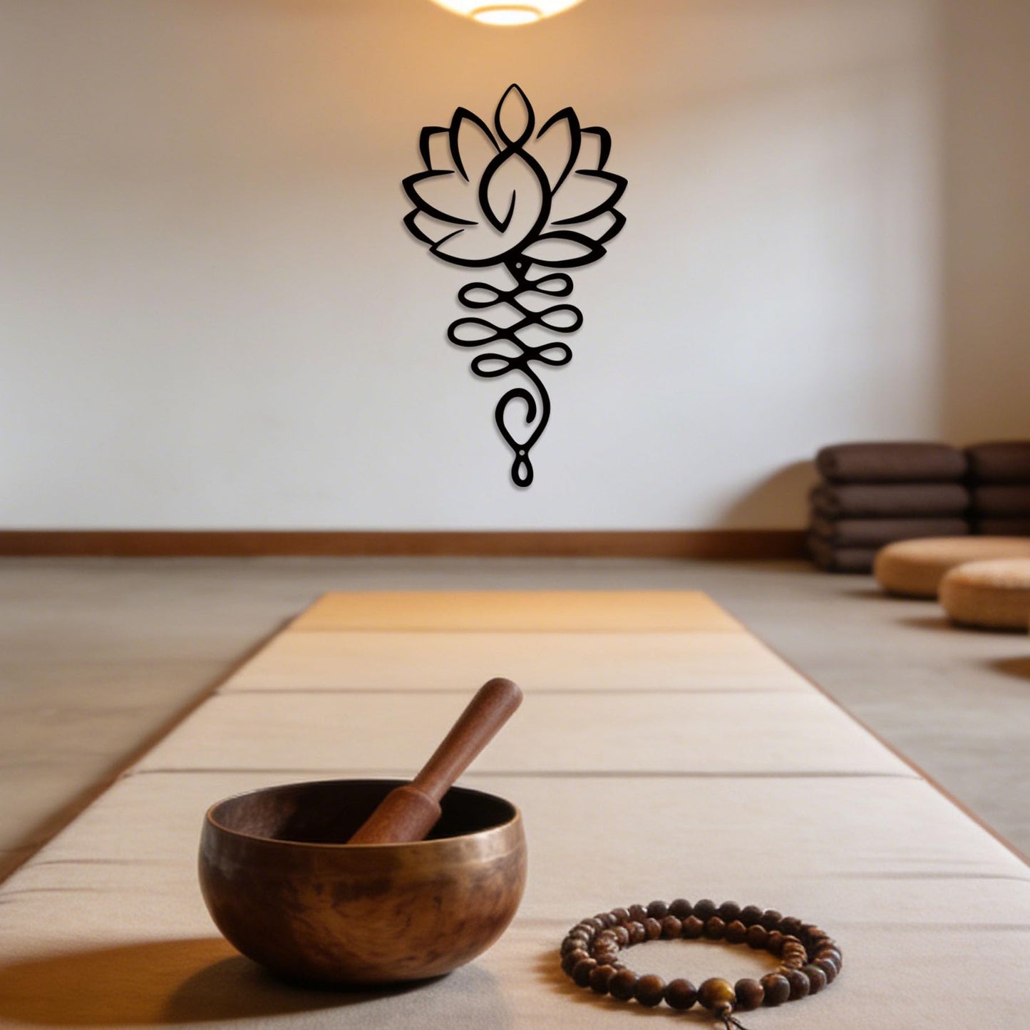 Zckjnoi Metal Wall Art Lotus Flower Yoga Room Decor, Black Metal Meditation Wall Arts Sculpture, Spiritual Mandala Wall Decor, Zen Buddhist Wall Decor for Living Room Bedroom Office