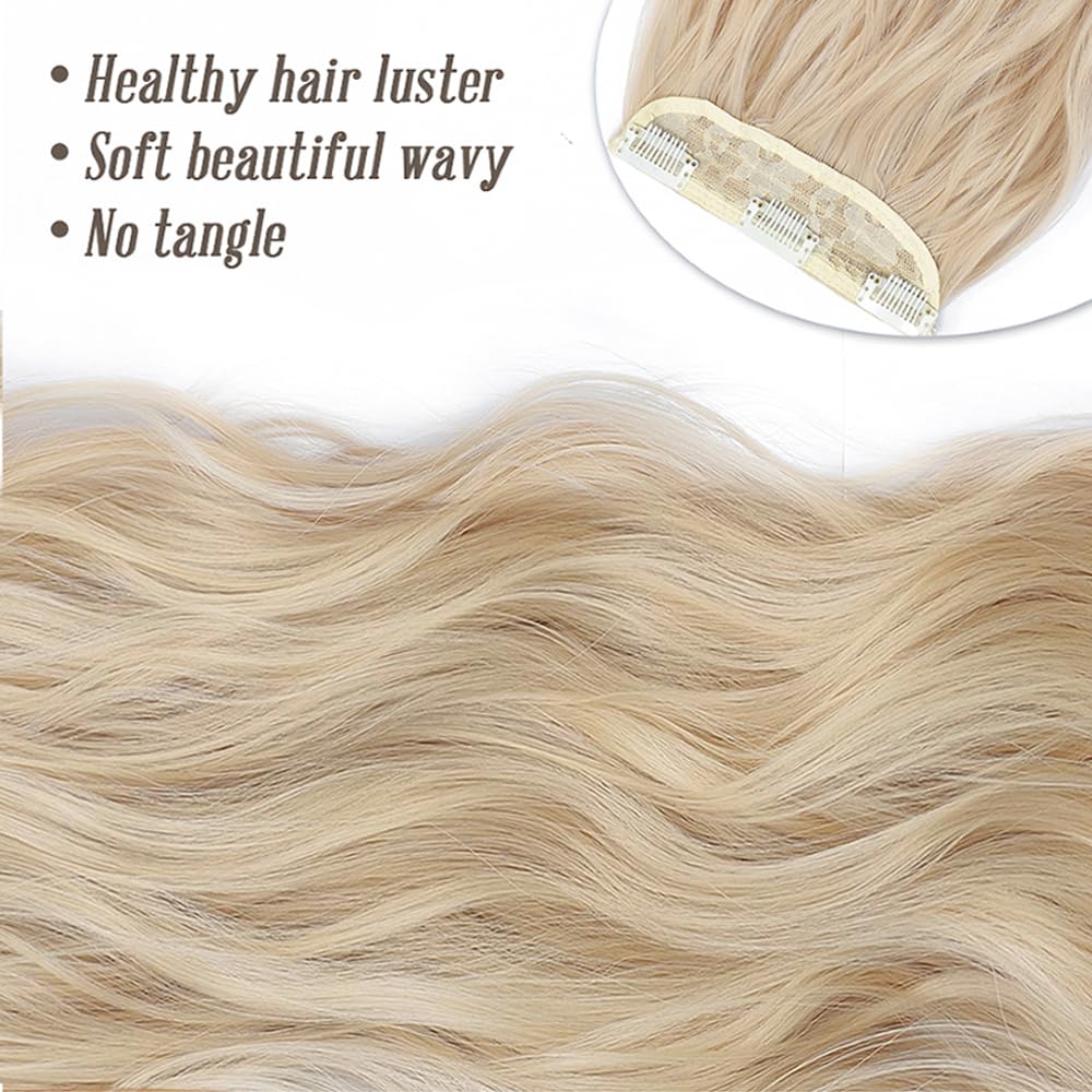Hair Extensions Clip in 4pcs Bleach blonde Hair Extension Long Wavy Full Head Clip in Hair Extension Synthetic Fiber Hair Pieces for Women