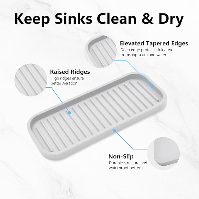 Silicone Sponge Holder Kitchen Sink Organizer Tray Dish Caddy Soap Dispenser