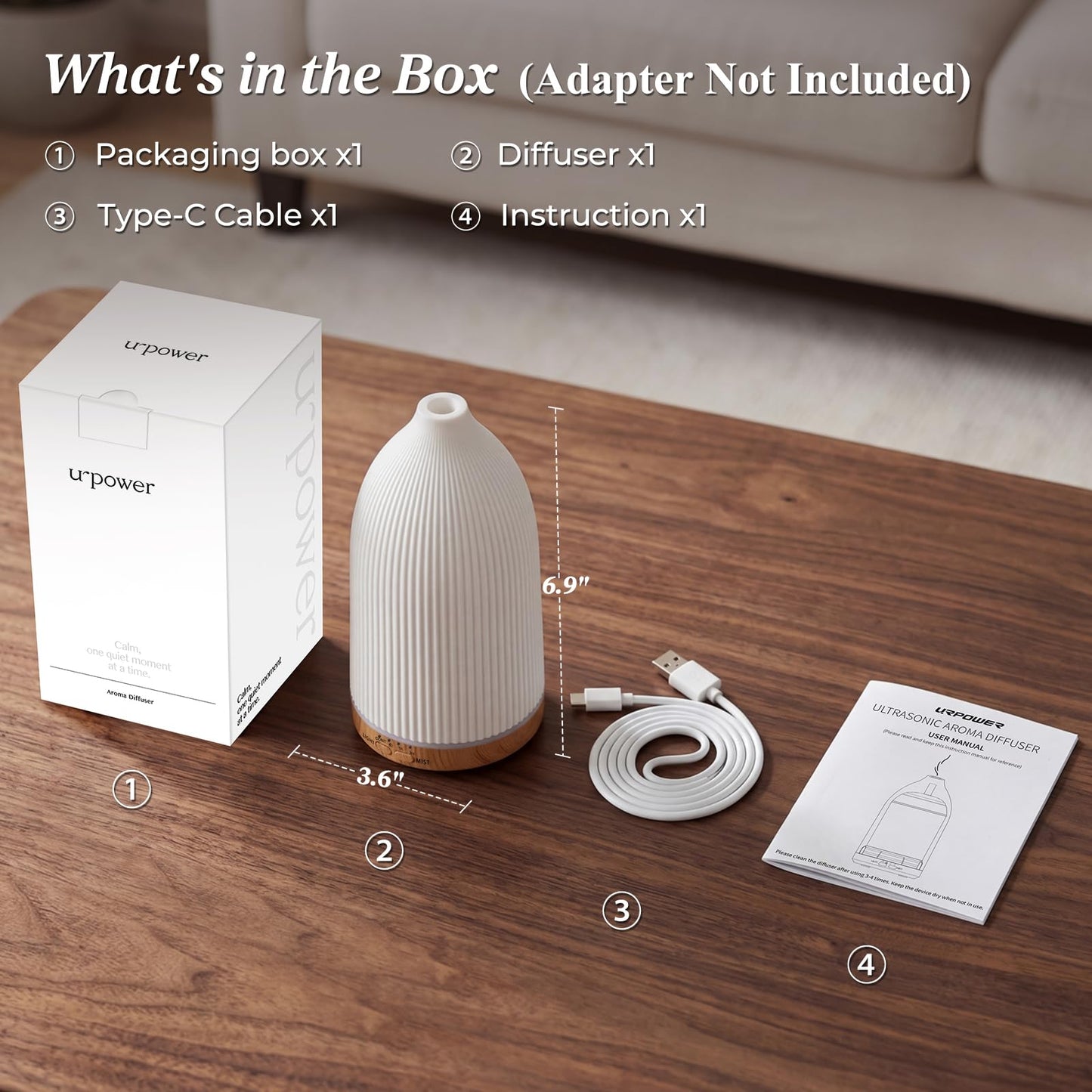 URPOWER 150ML Essential Oil Diffusers for Home, Ultrasonic Aromatherapy Diffuser with 7 Color Changing Lights, Timer & Auto Shut-Off, Scent Diffuser for Bedroom, Office, Yoga