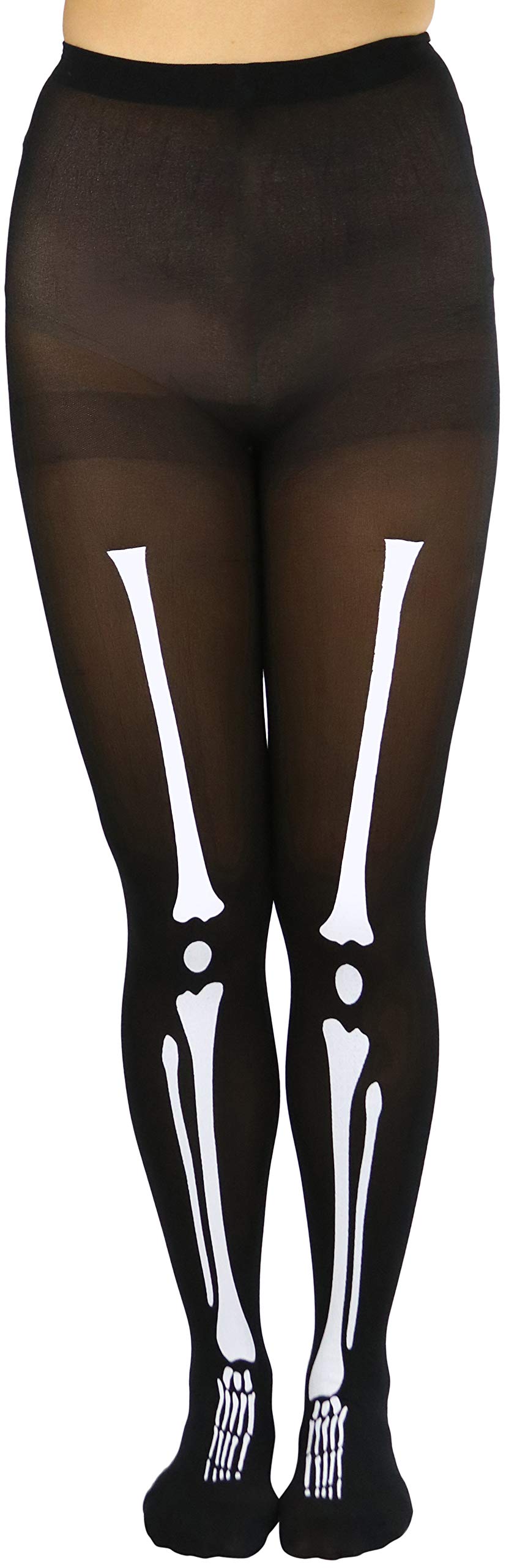 ToBeInStyle Women's Skeleton Print Tights - Black/White