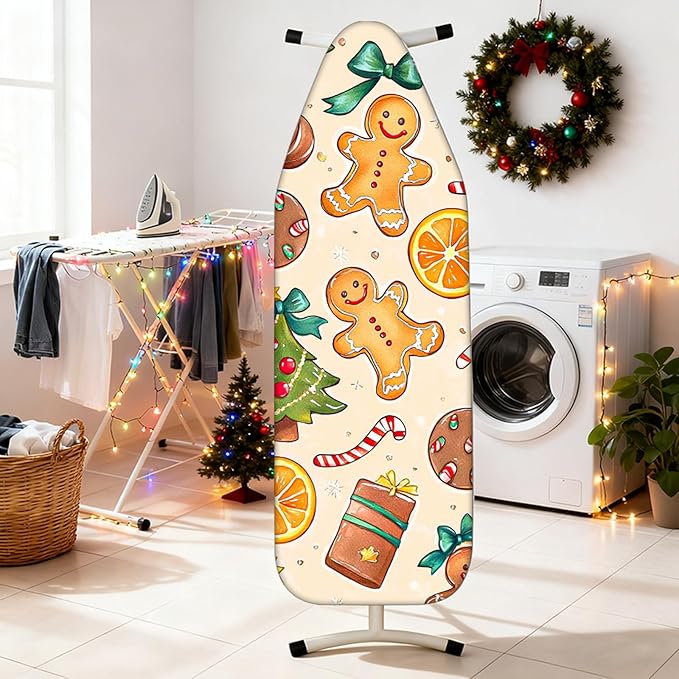 Nuxovilar Ironing Board Covers Winter Gingerbread Man and Treats Pattern