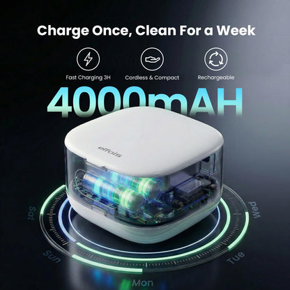 ELFOIS Portable Ultrasonic Retainer Cleaner with UV - Cordless Rechargeable Cleaner Machine for Invisalign, Aligners, Night Guards, Dentures | Travel-Ready with Built-in Mirror