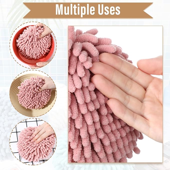 Macarrie 12 Packs Fluffy Towel Chenille Hand Towel Absorbent Fast Drying Hand