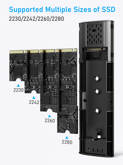 Beikell M.2 NVMe Enclosure, Tool-Free 10Gbps M2 SSD Enclosure USB 3.2 Gen 2 * 1 NVMe to USB Adapter for 2230/2242/2260/2280 M.2 SATA SSD of M-Key or M+B Key with USB C to C and USB A to C Cables