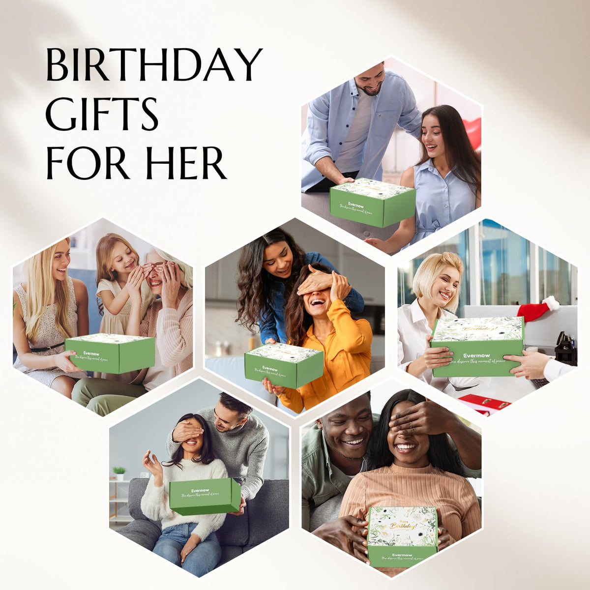 Mug Gift Birthday Gifts Set for Women, Spa Baskets Gift Box Unique Happy Birthday Gifts Ideas for Women Mom Her Friend Sister Wife Daughter Girlfriend Coworker, Ceramic Mug 12 OZ (Off-white)