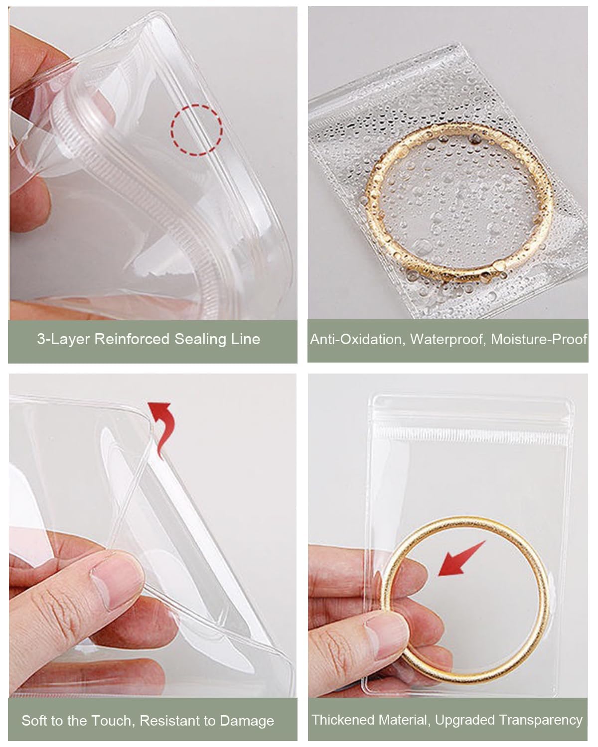 4 In 1 Acrylic Jewelry Organizers and Storage with 60 Portable Anti Tarnish Jewelry Bags, Clear Jewelry Box Organizer, Travel Jewelry Case for Earrings/Rings/Necklaces for Women Girls