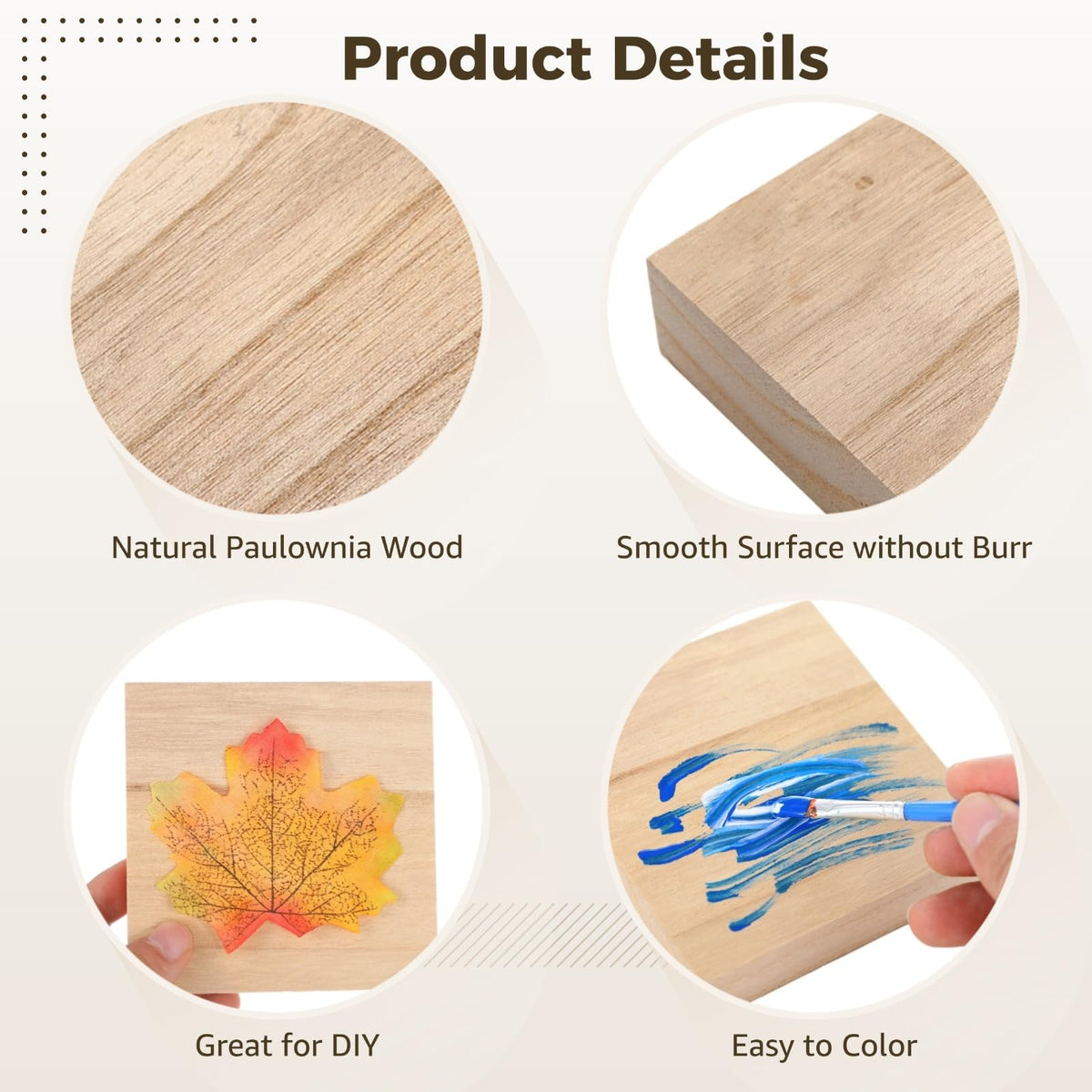 24 PCS Unfinished Wood Block, 4 x 4 x 1 in Square Wood Blocks for DIY Craft, Wood Painting Kit Wooden Block for Carving, Painting (24, 4 x 4 x 1 in)
