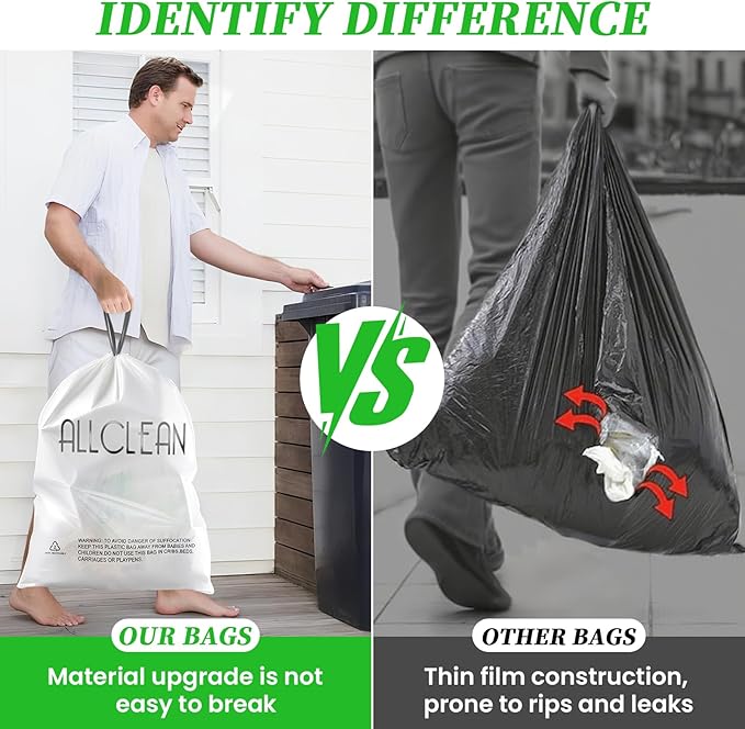 Trash Bags 13 Gallon Tall Kitchen Drawstring Garbage Bags, Fit 13 Gal Bins