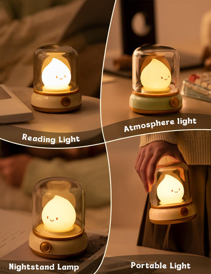 WANIDEA Cute Ghost Campfire Lamp, Halloween Decor,Kids Night Light，Adjustable Dimmable Rechargeable Night Light for Kids, Girls, Boys Gifts,Halloween,Christmas Decorations