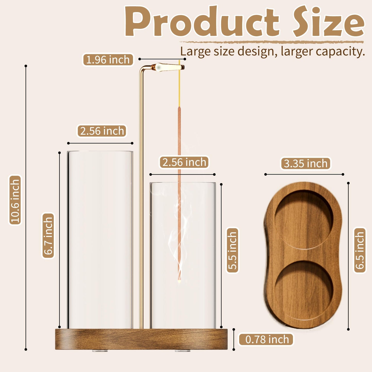 MKLZ 2 in 1 Incense Holder for Sticks with Glass Ash Catcher, Anti-Ash Flying Upside Down Insence Stick Burner, Modern Vertical Inscents-Sticks Holder for Yoga Spa Meditation Home Decor
